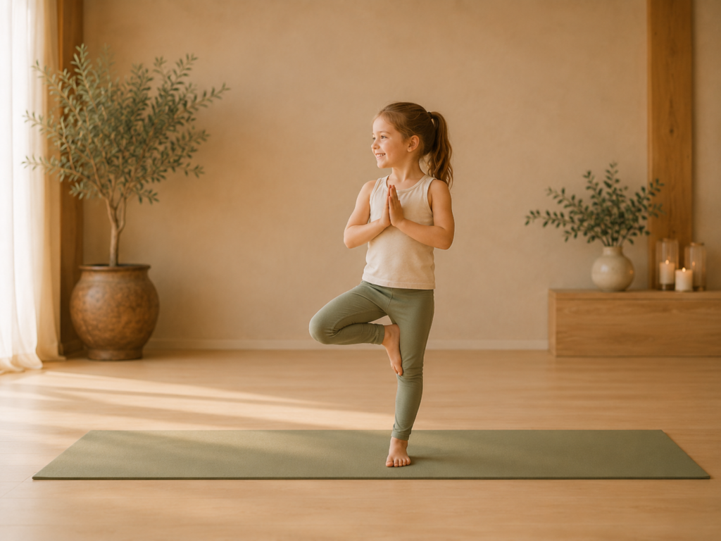 Kind in einer ruhigen Yoga-Haltung für Kinderyoga in Idstein